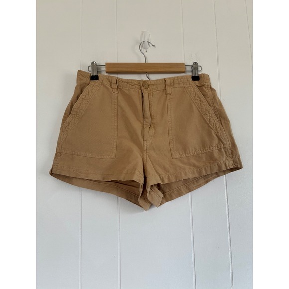 NWT Aerie Womens Tan Utility Cargo Shorts High Waisted Cotton Lyocell Size M - Picture 2 of 7